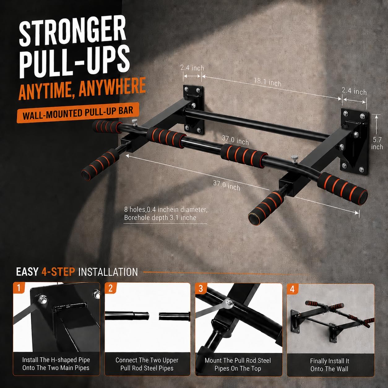 Pull-Up Bar for Home Gym, Wall - огляд і ціна Pull Up Bar